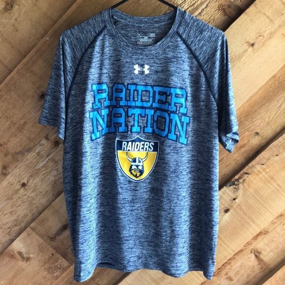 Under Armour Raider Nation Football Grey Graphic Logo T Shirt Large - Picture 1 of 8